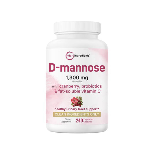 Pure D-Mannose with Cranberry, Probiotics & Vitamin C - 240 Capsules